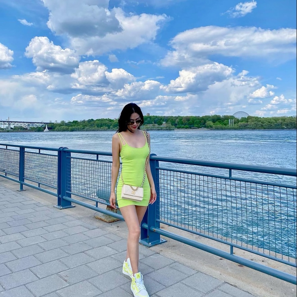 Zara Neon Lime Green Bodycon Mini Dress